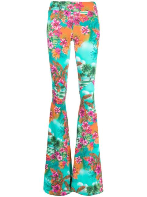flared floral-print trousers