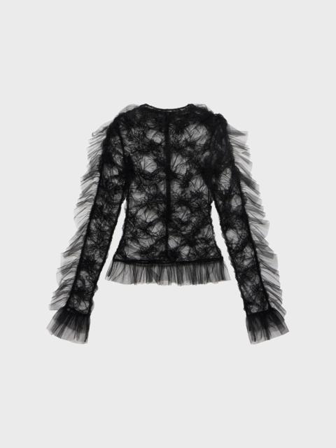 CRINKLED TULLE SWEATER WITH EMBROIDERY