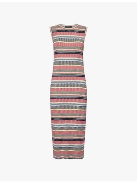 Striped Sleeveless Stretch-Knit Maxi Dress