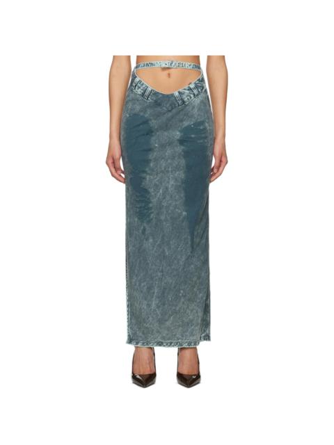 Blue V Cut Maxi Skirt