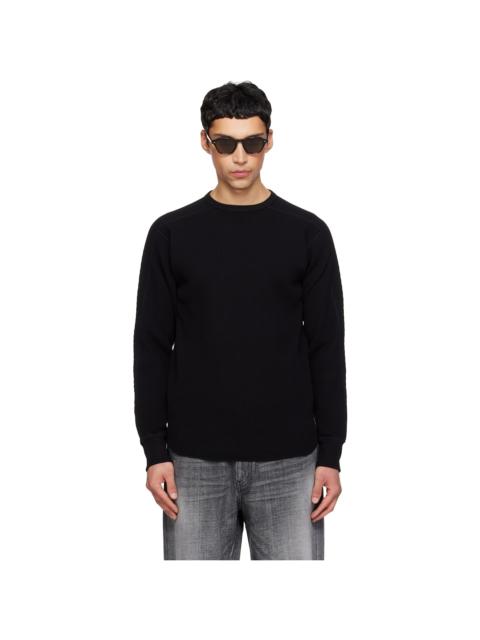 Black Crew Neck Thermal Sweatshirt