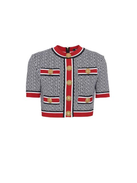 Jacquard monogrammed crop top