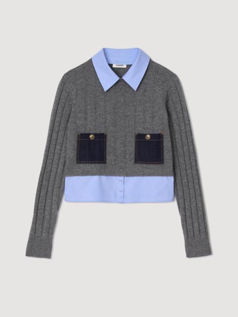 CROPPED WOOL AND CASHMERE SWEATER