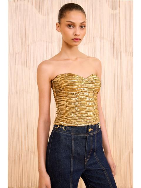 Heleen Metallic Cropped Bustier Top