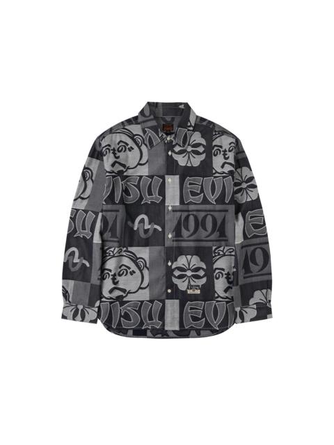 Allover Henohenomohe Godhead Jacquard Relax Fit Denim Shirt