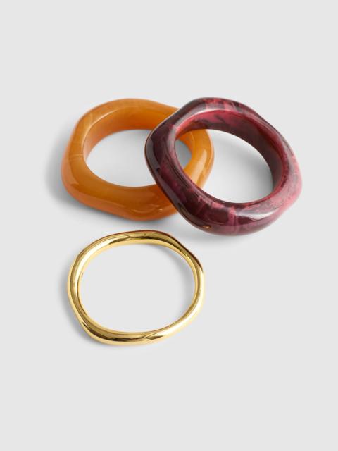 Three-Pack Sculptural Resin Bangle Bracelet Set