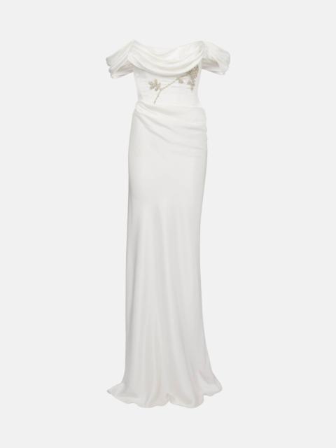 Paloma beaded satin corset gown