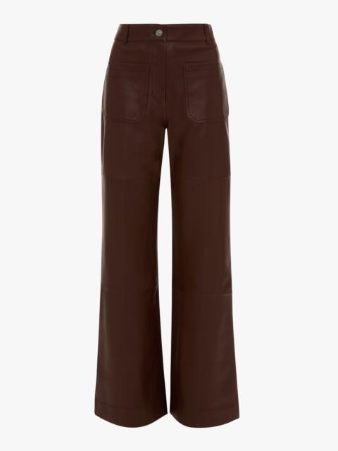 Leather Alina Trouser In Soft Burgundy Leather