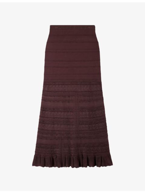High-Rise Pointelle knitted Maxi Skirt