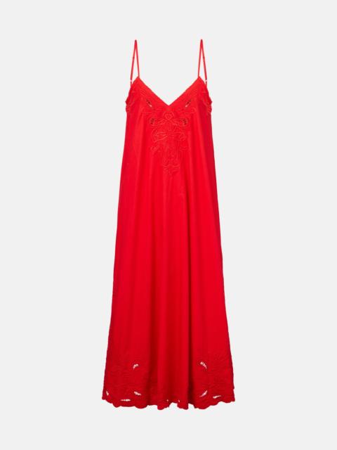 Embroidered cotton poplin midi dress