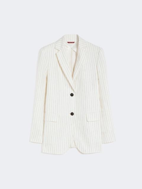 Pinstripe linen blazer - NATURAL