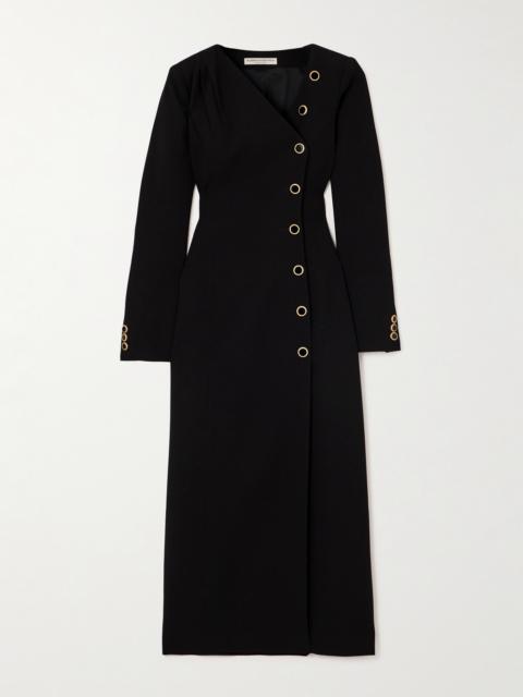 Asymmetric Wool-blend Crepe Midi Dress