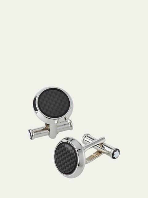 Men's Round Carbon Fiber Cufflinks