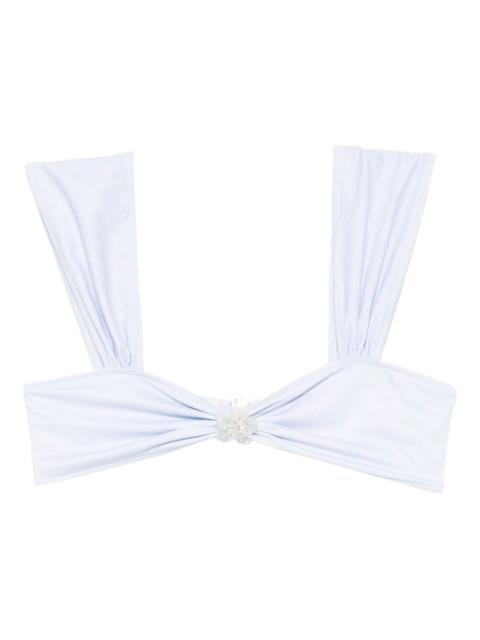 floral-appliqué bikini top