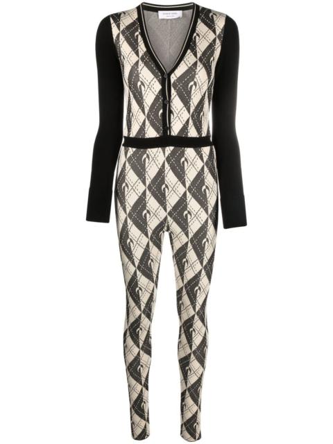 crescent moon-print knitted jumpsuit