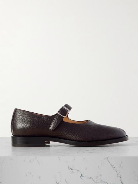 Tabi split-toe textured-leather Mary Jane flats Brown