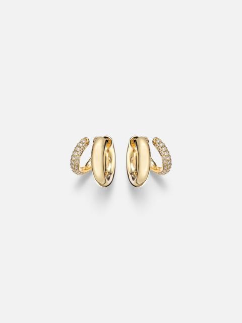 Tri-Link 14kt gold huggie earrings with diamonds