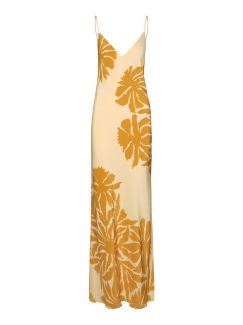Tropical Harmony Silk Maxi Dress yellow