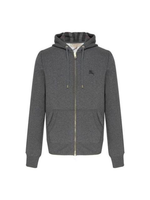 Burberry Logo Embroidery Cotton Zipper Jacket Coat Male Grey 40155591