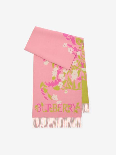 Wide Floral EKD Cashmere Scarf