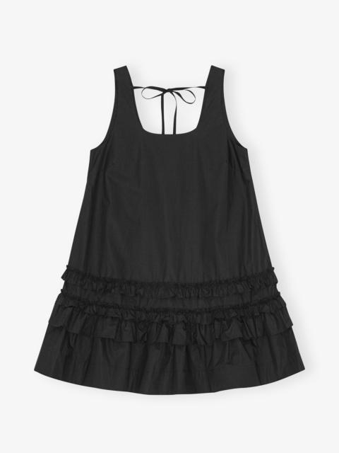 BLACK COTTON POPLIN MINI DRESS