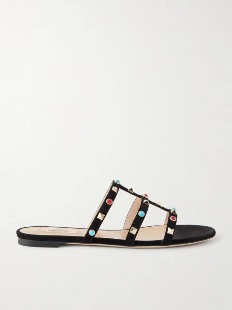 Rockstud Bead-embellished Suede Sandals