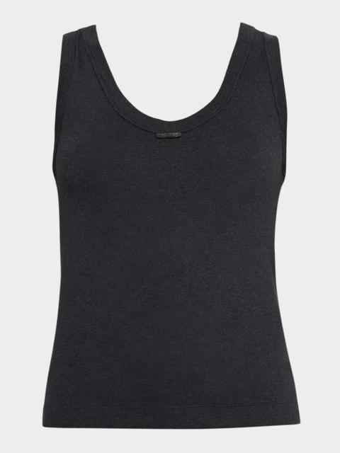 Monili-Trim Cotton Rib Jersey Tank Top