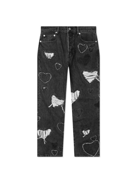 HEART PATCHWORK JEANS - HEART CHARCOAL WASH