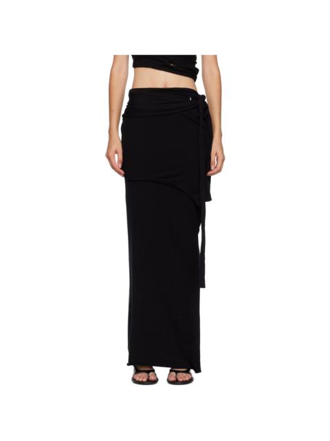 Black Lounge Drape Maxi Skirt