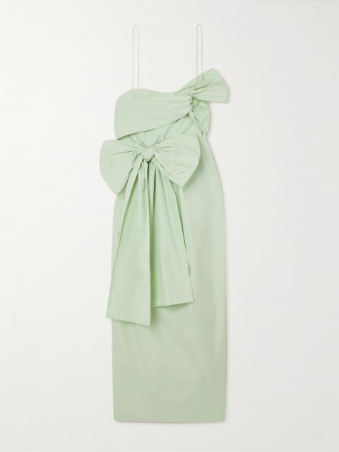 Valentina One-shoulder Bow-detailed Cotton-poplin Dress