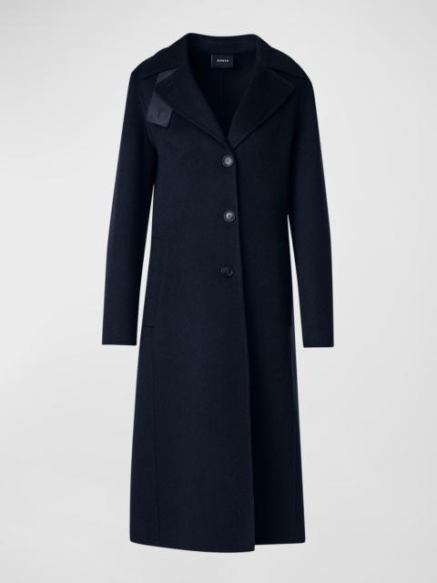 Leather Collar Cashmere Coat