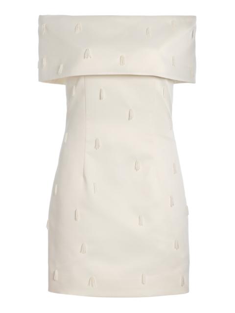 Beaded Satin Mini Dress ivory