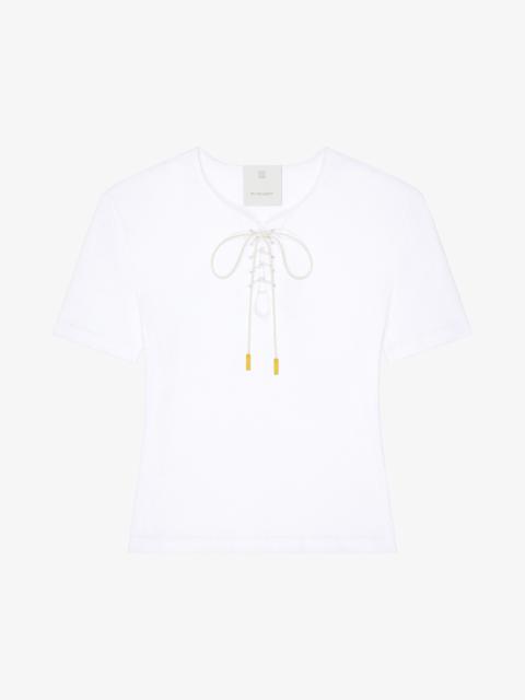 SLIM FIT T-SHIRT IN COTTON WITH LACES AND 4G DETAIL