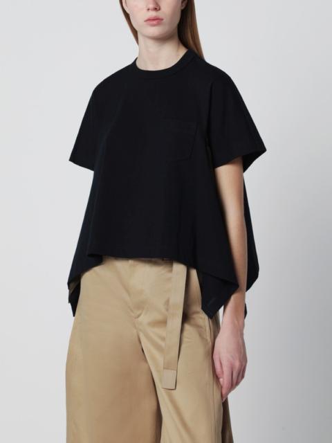 Navy/khaki draped-hem T-shirt