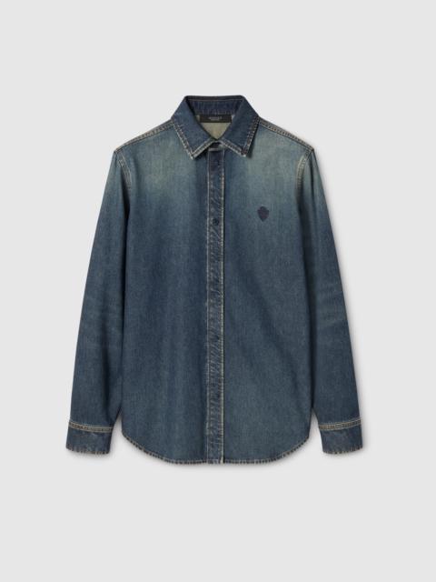 Washed certified cotton denim shirt