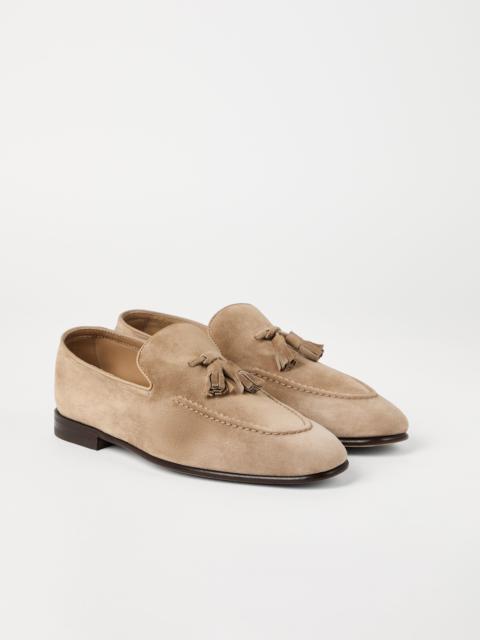 Suede soft loafers with tassels