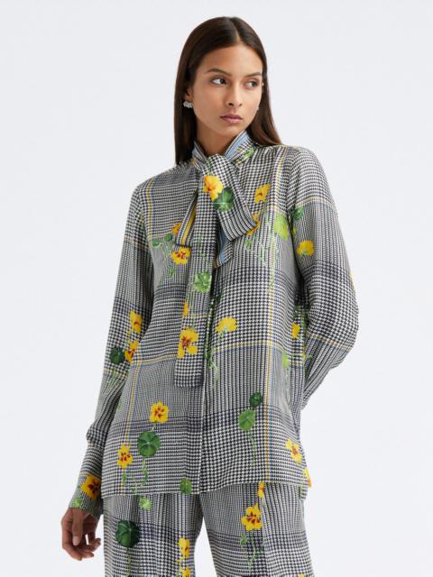 NASTURTIUM PLAID TIE NECK BLOUSE