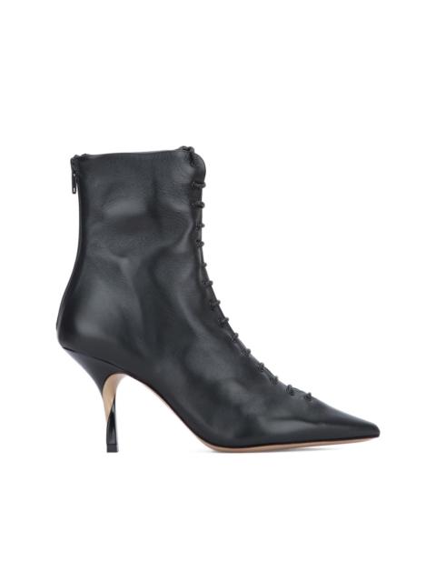 75mm leather heeled ankle boots