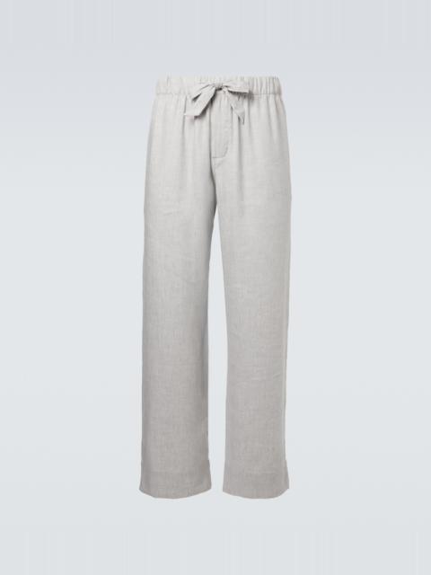 Luan linen and cotton-blend straight pants