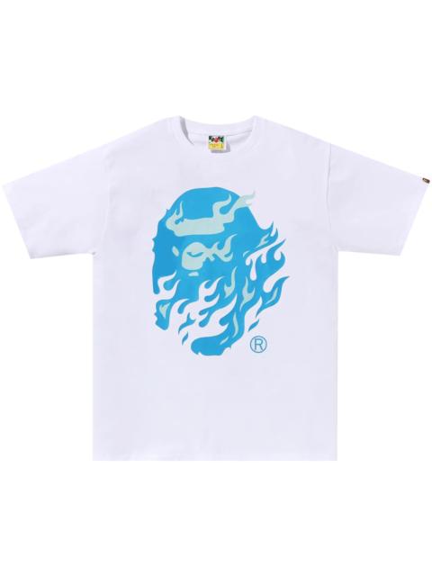 BAPE Flame Ape Head Tee 'White/Blue'