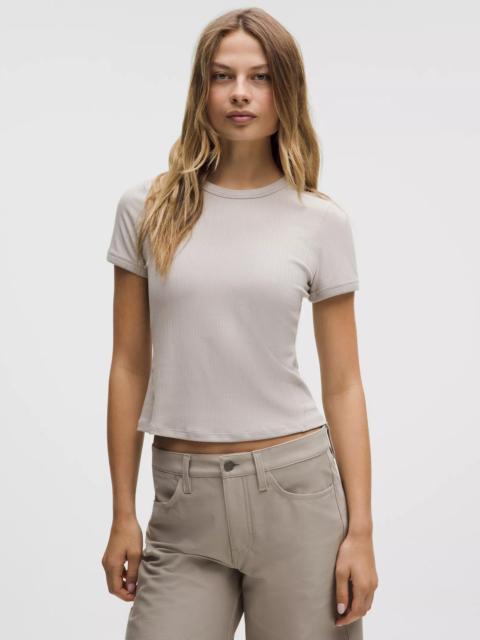 Hold Tight Micro-Rib Straight-Hem T-Shirt