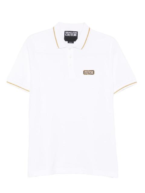 gold-trimmed logo-detail  polo shirt