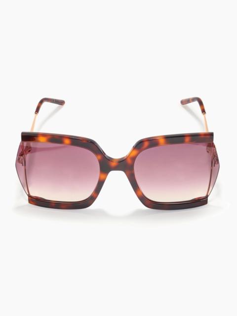 Bow-Embellished Oversized Rectangular Sunglasses
