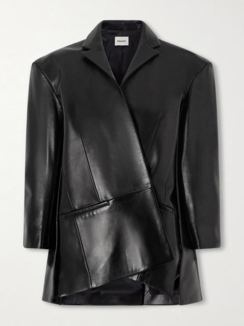 Asymmetric Paneled Leather Blazer