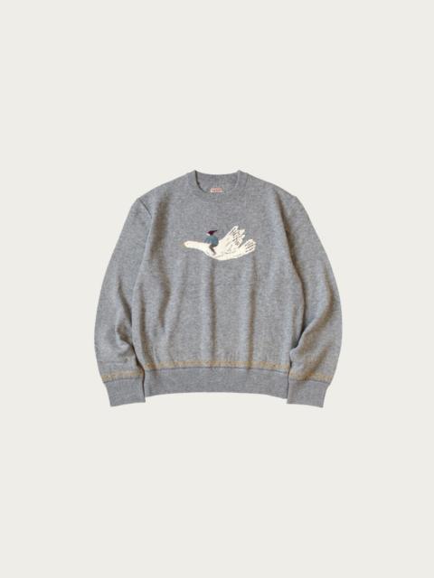 12G Wool Crew Neck Sweater (FLY GOOSE) - Grey