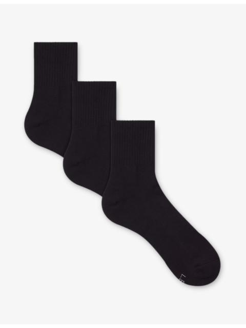 Ankle Pack of Three Cotton-Blend Socks