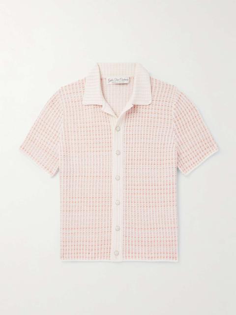 Noble Camp-Collar Waffle-Knit Cashmere-Blend Shirt