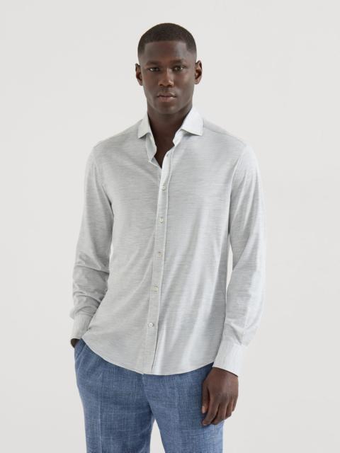 Silk and cotton jersey shirt with spread collar