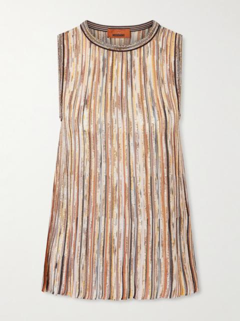 Mare Sequined Metallic Striped Crochet-knit Tank