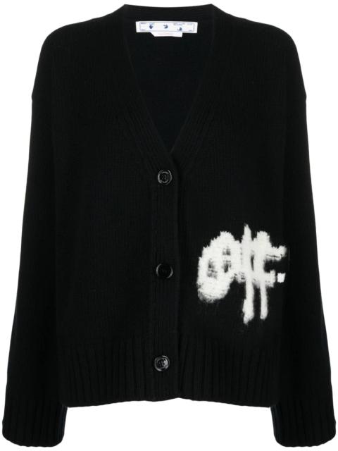 logo-intarsia knit cardigan
